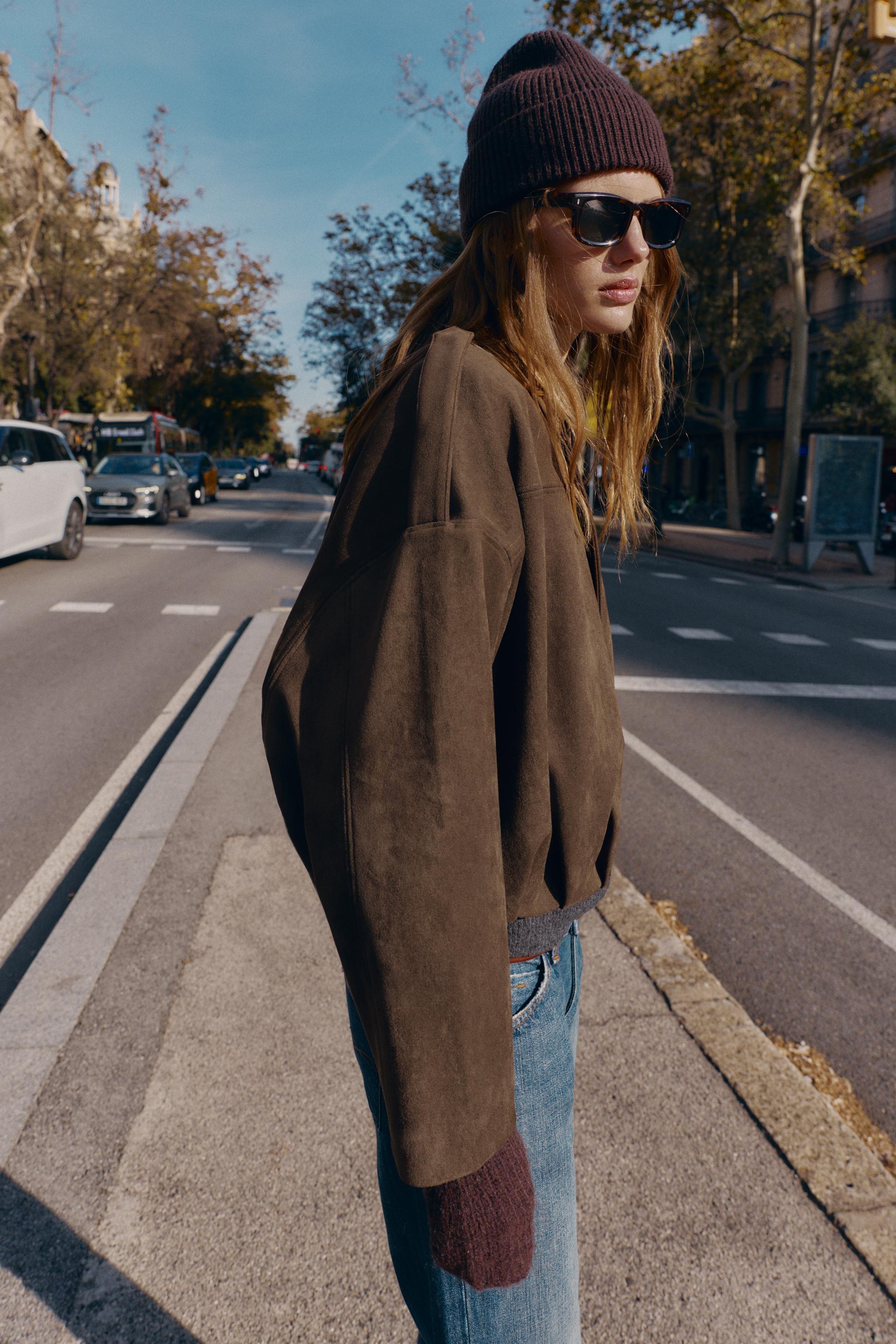 SUEDE EFFECT BOMBER JACKET